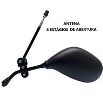 Antena Corta Pipa Motoboy Retrovisor Preta Aço Inox