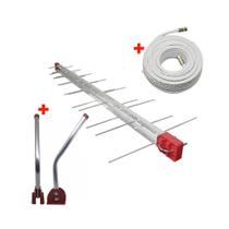 Antena Digital 4k Externa Log 28 + Cabo 20m + Mastro Articulável Capte