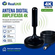 Antena Digital 4k Smart Tv Full Hd Amplificada Interna E Externa Cabo 5 Metros Base Imã Antena Digital 4k Smart Tv Full Hd Amplificada Interna E Externa Cabo 5 Metros Base Imã