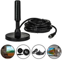 Antena Digital Amplificada Interna e Externa 5 Metros Base Imã Prova d'água HDTV/UHF/VHF