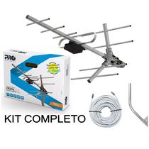 Antena Digital Externa 4K Yagi para TV - Alta Ganho 10 Dbi - Proeletronic PROHD-1110/02 - Kit Completo