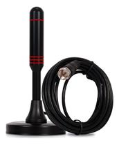 Antena Digital HDTV Interna e Externa 3m Base Magnética Ímã UHF VHF FM Alta Sensibilidade Conector F para Tv - TOMATE