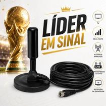Antena Digital HDTV Interna Externa Cabo 5 Metros Base Com Imã Uhf Vhf Premium Antena Digital HDTV Interna Externa Cabo 5 Metros Base Com Imã Uhf Vhf Premium