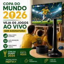 Antena Digital Interna HDTV UHF VHF Cabo 3m Base Magnética