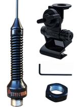 Antena Enfeite Mola na Base Black Preta 1,47m Anti Furto Porta Malas Capô Capu