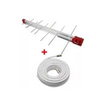 - Antena Externa Digital 4k Log 28 Elementos E Cabo 10 Metros + Mastro 50cm
