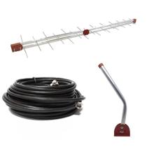 Antena Externa Digital Longo Alcance Log 38 PDI + Cabo 12 Metros + Mastro articulado - Kit completo para TV Digital