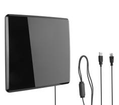 Antena HDTV 1080p One for All 14432 Antena de TV plana interna amplificada com vários direcionais, alcance de 50 milhas e indicador de nível de sinal Cabo coaxial de -5 pés preto