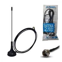 Antena Interna Digital Exbom: HDTV, VHF, UHF, FM, Cabo 1,5m, Compacta, Ótima Recepção
