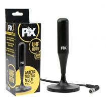 Antena Interna HDTV PIX Base Com Imã Plug 90 Graus 5M