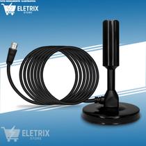 Antena Interna TV Digital Compativel HDTV DTV UHF VHF FM com Cabo 3m Conector F 75 Ohms Alta DefiniçãoTVs e Conversores