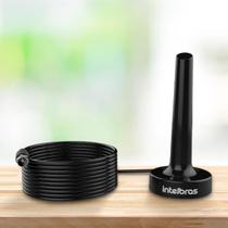 Antena Interna TV Digital Intelbras AI 2031 Preta Universal UHF-HDTV Imagens HD 4K Base Magnética Ímã Cabo Longo
