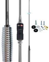 Antena Móvel Bobinada Caminhão Radio Amador Px Argentina Inox 1,63 metros 200W Base Cromada Steelpar