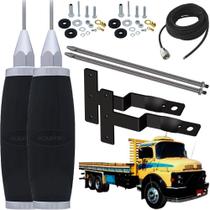 Antena Móvel Inox Px 2,70 metros B-2003P Alongador 60cm Cabo 5,5 metros Suporte Dianteiro Mercedes Benz Antigo 1113 1313 1318 1513