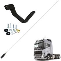 Antena Móvel Mini Maria Mole Inox 1,40 metros Suporte Lado Motorista Novo Volvo Fh Parafusos Anti-Furto