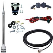 Antena Móvel Px 2,70 metros Alongador Inox 60cm Cabo Coaxial 5,5 metros Suporte de Ptt Parafusos Fixação Rosca Fina