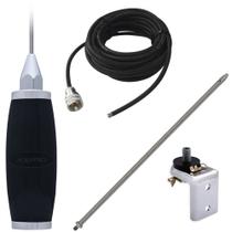 Antena Móvel PX 2,70 Metros Marinox Radio Amador Caminhão B-2003p + Cabo Coaxial 5,5 Metros + Prolongador Inox 60cm + Suporte Universal