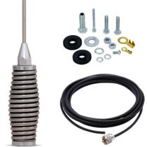 Antena Móvel PX Bobina Inox 2,70 Metros 500w B-2003 Cabo Coaxial 5,5 Metros Parafusos Anti-Furto