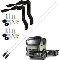 Antena Móvel Px Inox Mini Maria Mole 1,40 metros Suporte Dianteiro Volvo Vm Parafusos Anti-Furto