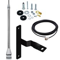 Antena Móvel PX Marinox 2,70 Metros Prolongador Inox 60cm Radio Amador Caminhão Pl-2003 + Suporte Mercedes Benz MB Bicudo Lado Esquerdo + Cabo 5,5mts