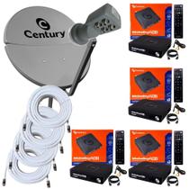 Antena Parabólica 60 cm Banda KU + 4 Receptores Midiabox Century