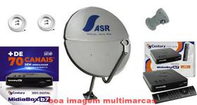 Antena Parabólica ASR Santa Rita Bipartida 60cm com 2 Recepitores Midiabox b7 Sat Hd