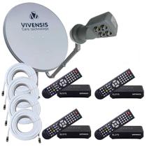 Antena Parabólica Banda KU + 04 Receptores ELSYS SATMAX 6