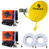 Antena Parabólica Century Amarela 60 cm com 2 Receptores Century Midiabox