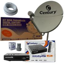 Antena Parabólica Century Bipartida com Receptor Midiabox B7 Cabo e Lnb