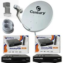 Antena Parabolica Com 02 Receptor Midia Box B7 Completa