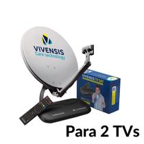 Antena Parabólica Digital Vivensis com Dois Receptores Kit Completo para Duas TVs