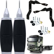 Antena Px Inox 2,70 Metros B2003P Suporte Dianteiro Volvo Vm Parafusos Anti Furto