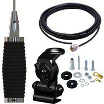 Antena Px Inox Mini Maria Mole 1,4 metros Cabo 5,5 metros Suporte Mini Porta Malas Parafusos Anti-Furto