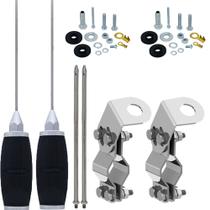 Antena PX Mini Maria Mole 1,40 metros Alongador Inox 25cm Suporte Articulado para Tubos Aço Inox Kit Parafusos Anti Furto