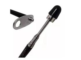 Antena Retrátil Corta Pipa Moto 6 Estágios Retrovisor Aço Inox Cromada Preta