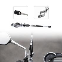 Antena Retrátil Corta-Pipa Preta para Guidão de Moto Cromado 6 Estágios Reclinável