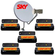 Antena SKY PRE PAGO CONFORTO HD para 05 pontos de TV