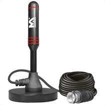 Antena TV Aberta Digital HDTV 4k Interna Externa Com Base de Imã e Cabo 3 Metros - Lelong
