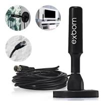 Antena TV Aberta Digital HDTV 4k Interna Externa Prova D'Agua Com Base Imã e Cabo 5 Metros - Exbom Antena TV Aberta Digital HDTV 4k Interna Externa Prova D'Agua Com Base Imã e Cabo 5 Metros - Exbom
