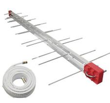 Antena Tv Digital 4K Externa Log 28 Elementos Capte e Cabo Coaxial 20m