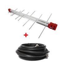 Antena Tv Digital 4K Externa UHF Digital Log 16 Elementos e cabo coaxial 5 metros