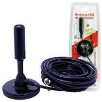 Antena TV Digital EC2227 Ecooda Hdtv Uhf Vhf Interna e Externa 4 Dbi Base Magnética e Cabo 4,3m