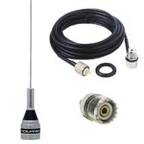 Antena Vhf 50cm M-300C Cabo 5,5 metros com Conectores Adaptador Baofeng Uhf Femea X Sma Femea