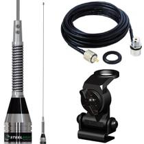 Antena Vhf Mola Na Base AP4186 Suporte Mini Porta Malas Capô Cabo 5,5m
