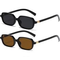 Anteojos de Sol AIEYEZO Retro Rectangulares para Mujeres Negro/Gris