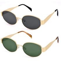 Anteojos de Sol Retro Ovalados DIMENSIP con Montura Metálica Dorada Unisex