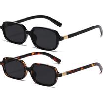 Anteojos de Sol Retro Rectangulares AIEYEZO para Mujer Negro/Gris