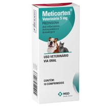 Anti-Inflamatório MSD Meticorten Vet de 10 Comprimidos para Cães e Gatos - 5 mg