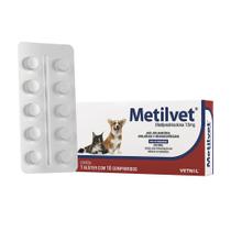 Anti-inflamatório Vetnil Metilvet 10 mg para Cães e Gatos - 10 Comprimidos