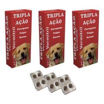 Anti Pulgas, Carrapatos, Vermes, Sarnas 12 Comprimidos Para Cães De Até 15kg